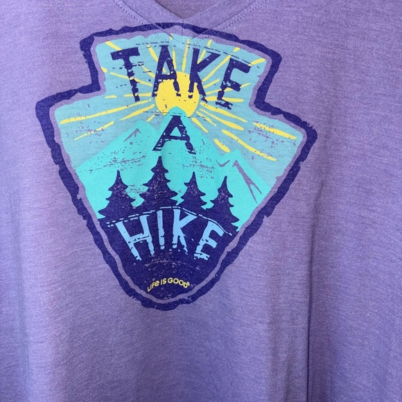 Life is Good Women’s Long Sleeve V-Neck Cool Tee “Take a Hike” Graphic Purple L - Picture 3 of 5